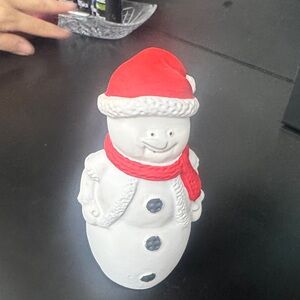 Cheerful Snowman Figurine with Red and White Accents